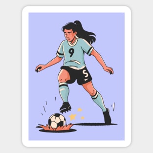 90s Nostalgia Minimalist Girl Kicking Football | Women's Soccer Enthusiast Design Sticker